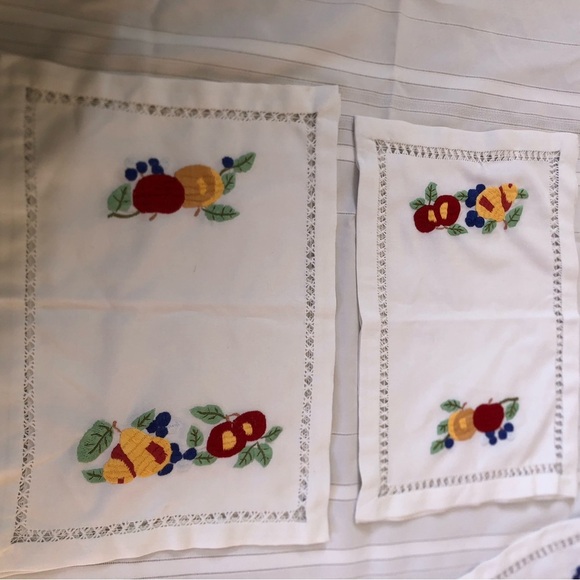 Embroidered Fruit Table Runner and Placemats - Picture 8 of 16